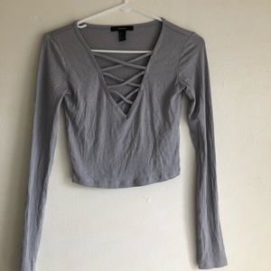 Forever 21 Gray Long Sleeve Ribbed